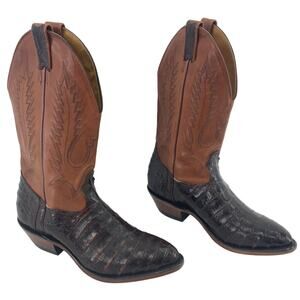 Boulet Men's Size 7.5E Two Tone Brown Leather Alligator Western Boots Preowned